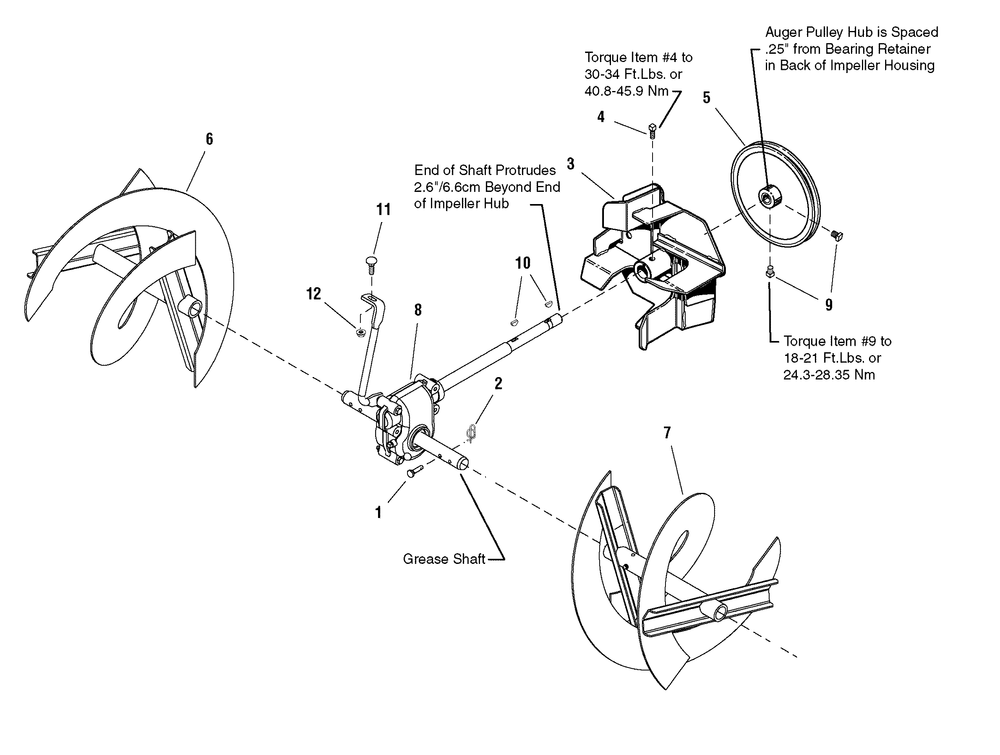 Auger Drive Group - 66, 71 And 81 Diagram and Parts List for 1695339-966D 2007 Briggs and Stratton Snow Blower